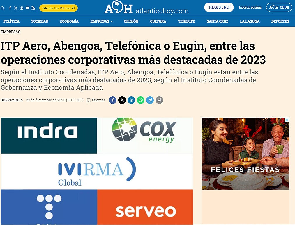 ITP Aero, Abengoa, Telefnica o Eugin, entre las operaciones corporativas ms destacadas de 2023